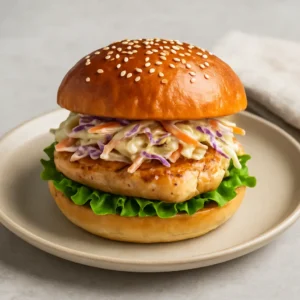 Kyllingeburger med coleslaw opskrift