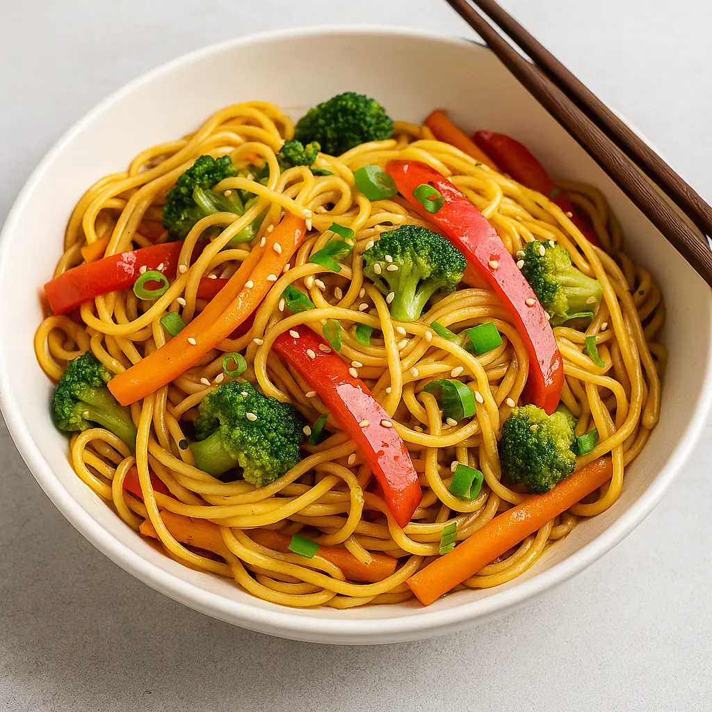 Wok med nudler og grøntsager opskrift