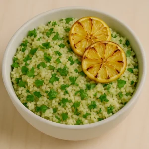 Couscous med grillede citroner og friske krydderurter opskrift