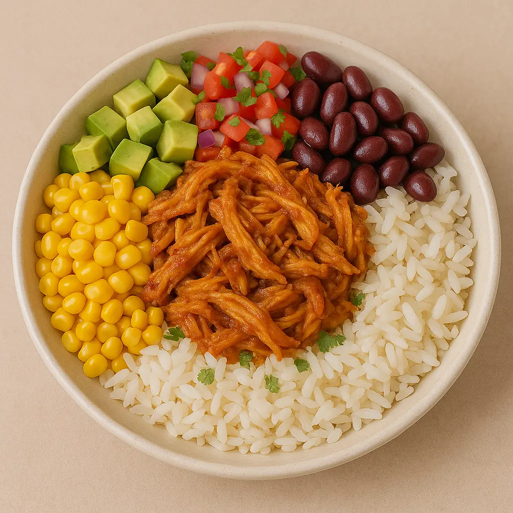 Pulled chicken burrito bowl opskrift