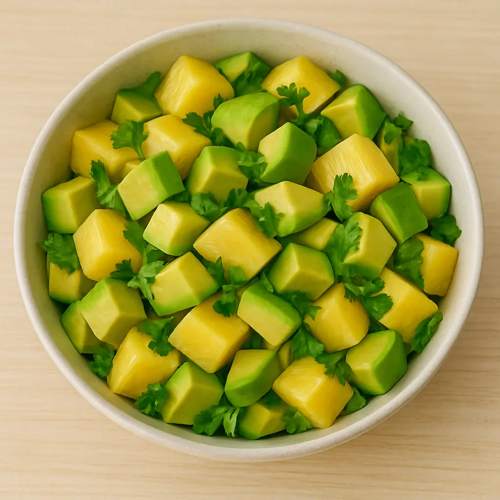 Tropisk salat med ananas, avocado og koriander opskrift