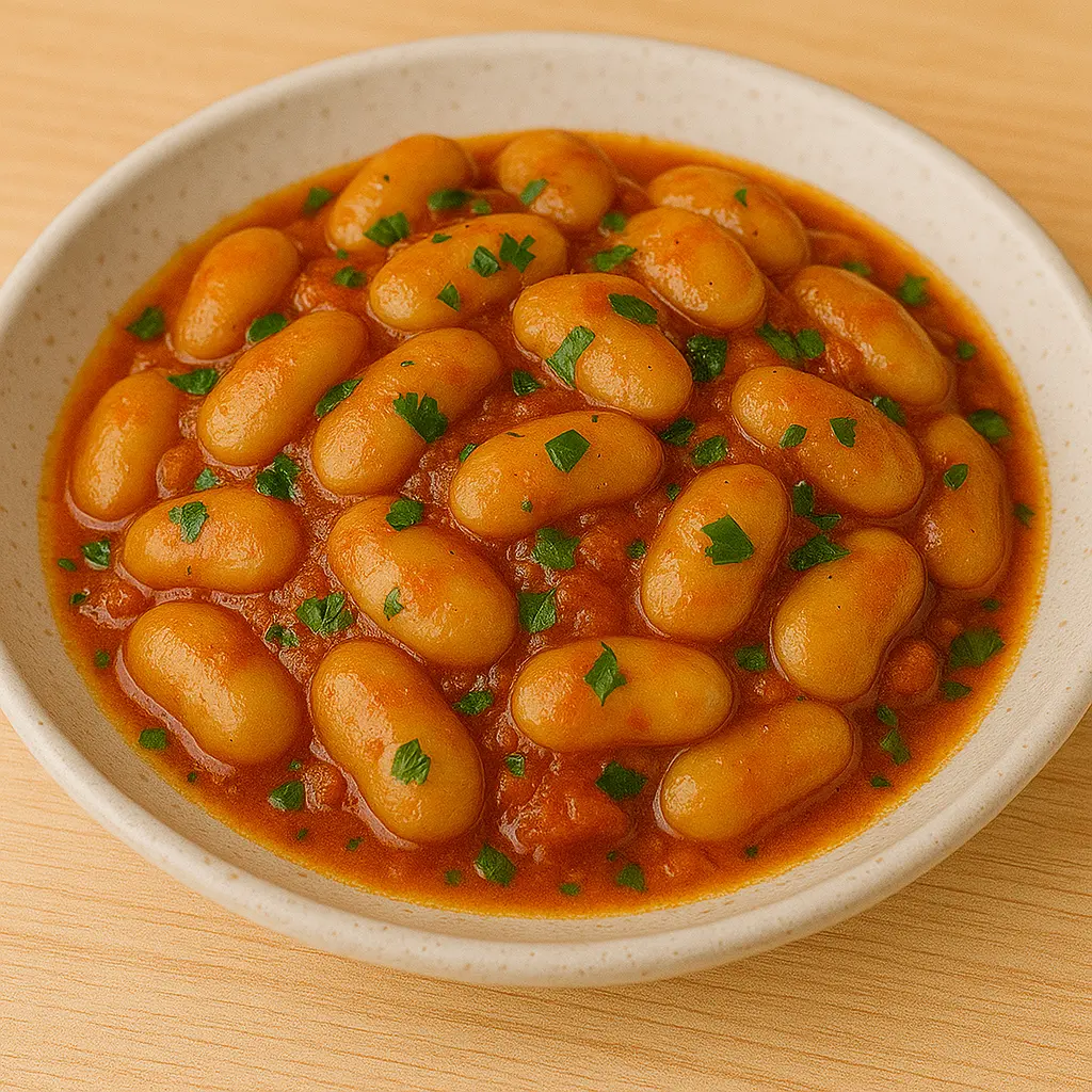 Ovnbagte butterbeans i tomatsauce opskrift