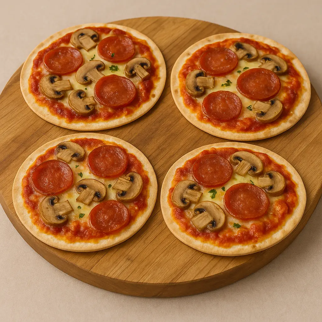 Mini pizzaer på pitabrød eller tortilla opskrift