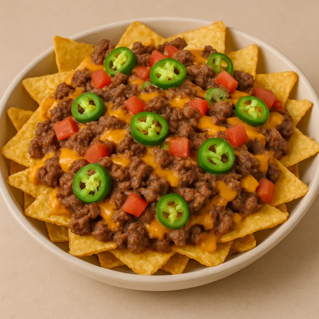 Nachos med kylling eller oksekød opskrift