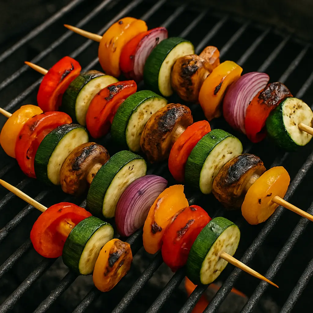 Grillede grøntsagsspyd opskrift
