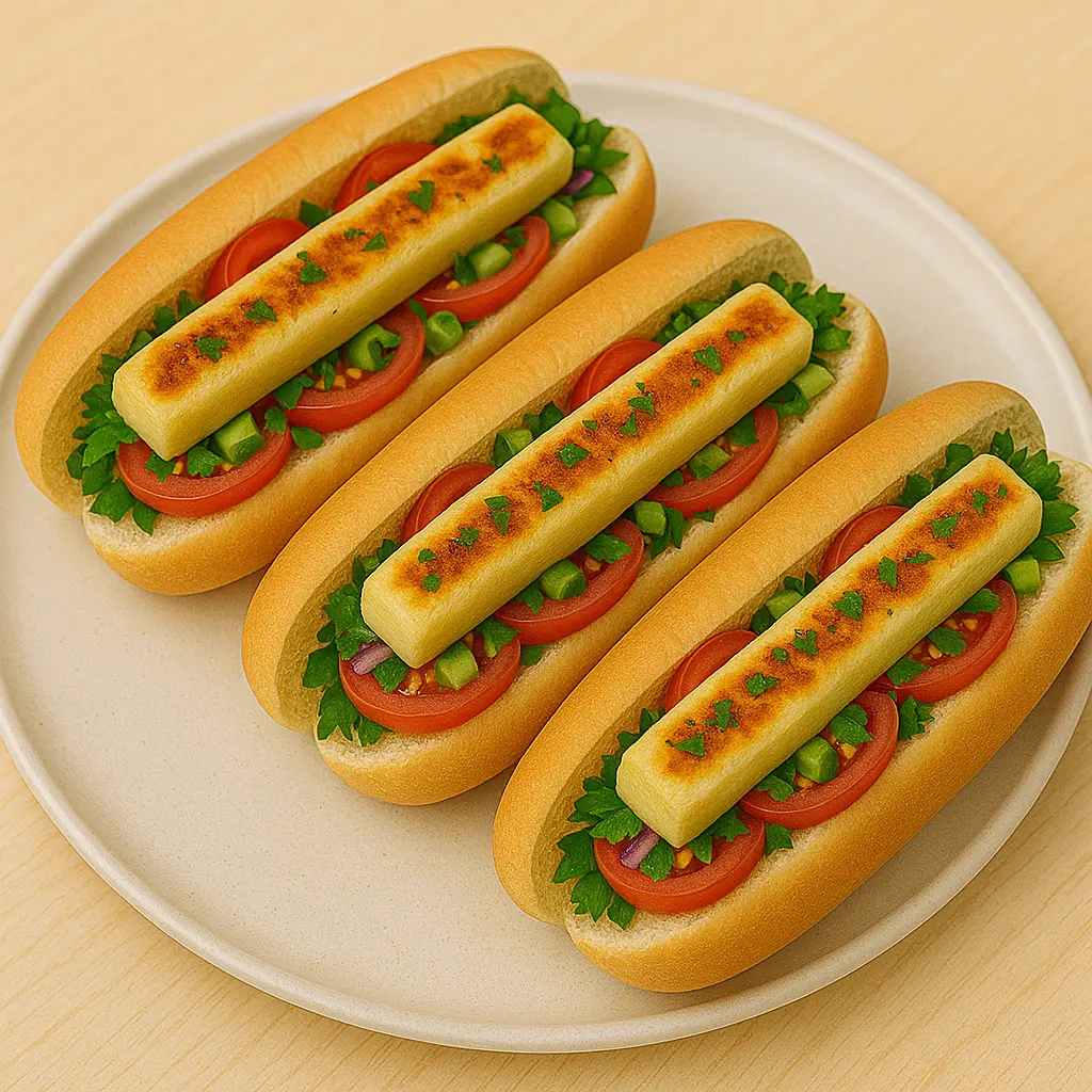 Vegansk “halloumi” hotdog opskrift