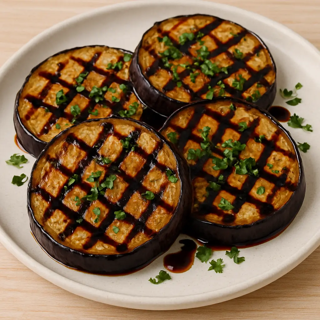 Grillet aubergine med balsamico og persille opskrift