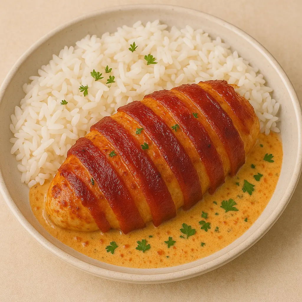 Kylling med pikant og bacon opskrift