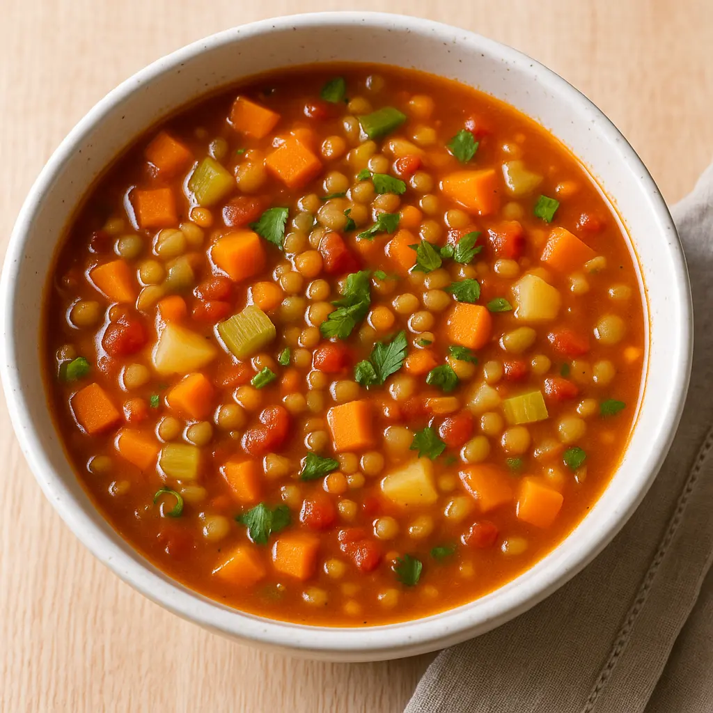 Grøntsagssuppe med linser opskrift
