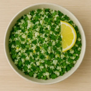 Blomkålstabouleh med citron og persille opskrift