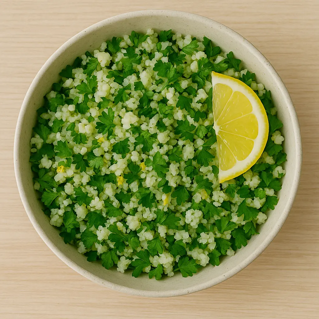 Blomkålstabouleh med citron og persille opskrift